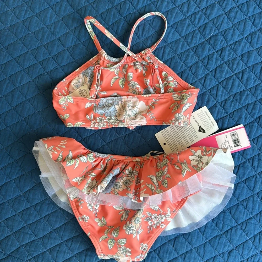 Seafolly Australia apron tankini size 4T, coral punch